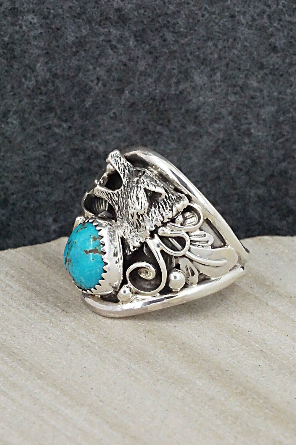 Turquoise & Sterling Silver Ring - Jeannette Saunders - Size 11.5