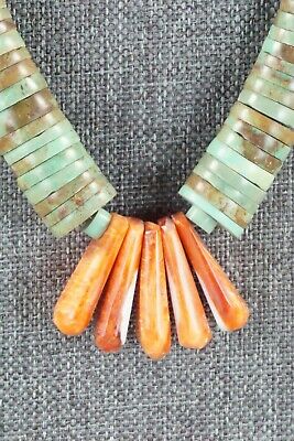 Turquoise & Spiny Oyster Necklace - Lupe Lovato