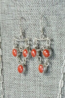 Coral & Sterling Silver Necklace and Earrings - Anthony Skeets
