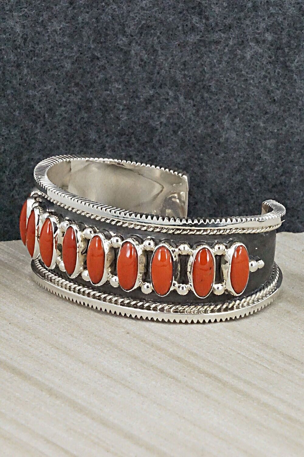 Coral & Sterling Silver Bracelet - Tom Lewis