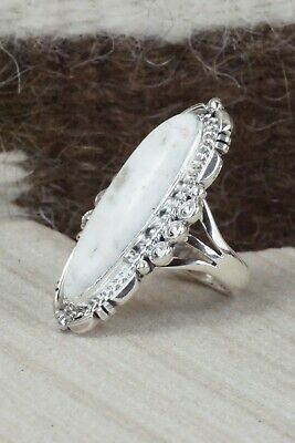 White Buffalo & Sterling Silver Ring - Daniel Benally - Size 5.5