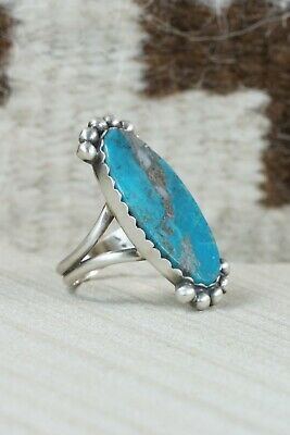Navajo Turquoise and Sterling Silver Ring - Selina Warner - Size 8.5