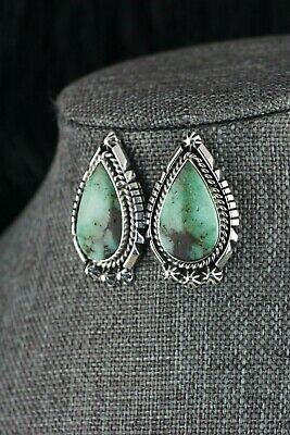 Navajo Variscite & Sterling Silver Earrings - Freida Martinez - High Lonesome Trading