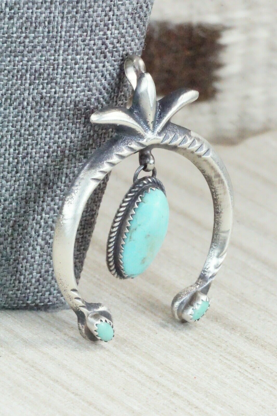 Turquoise and Sterling Silver Pendant - Martha Cayatineto - High Lonesome Trading
