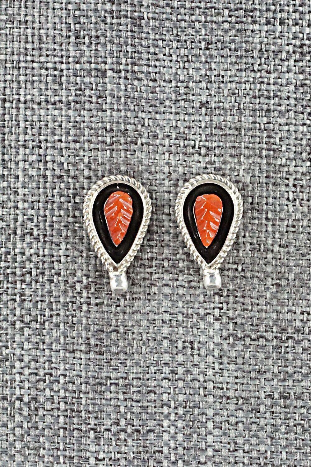Coral & Sterling Silver Earrings - Shirley Walela