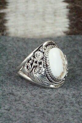 White Buffalo & Sterling Silver Ring - Leonard Spencer - Size 13 - High Lonesome Trading