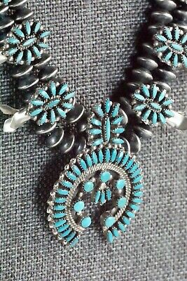 Zuni Turquoise & Sterling Silver Squash Blossom Set - Lorena Peina