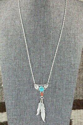 Turquoise, Coral & Sterling Silver Necklace - Sharon McCarthy - High Lonesome Trading