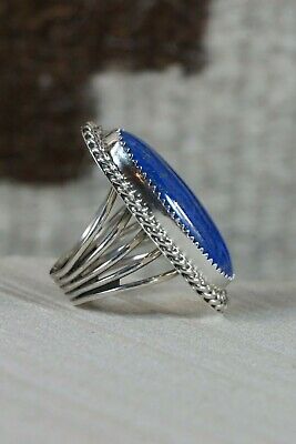 Navajo Lapis and Sterling Silver Ring - Thomas Yazzie - Size 6.25 - High Lonesome Trading