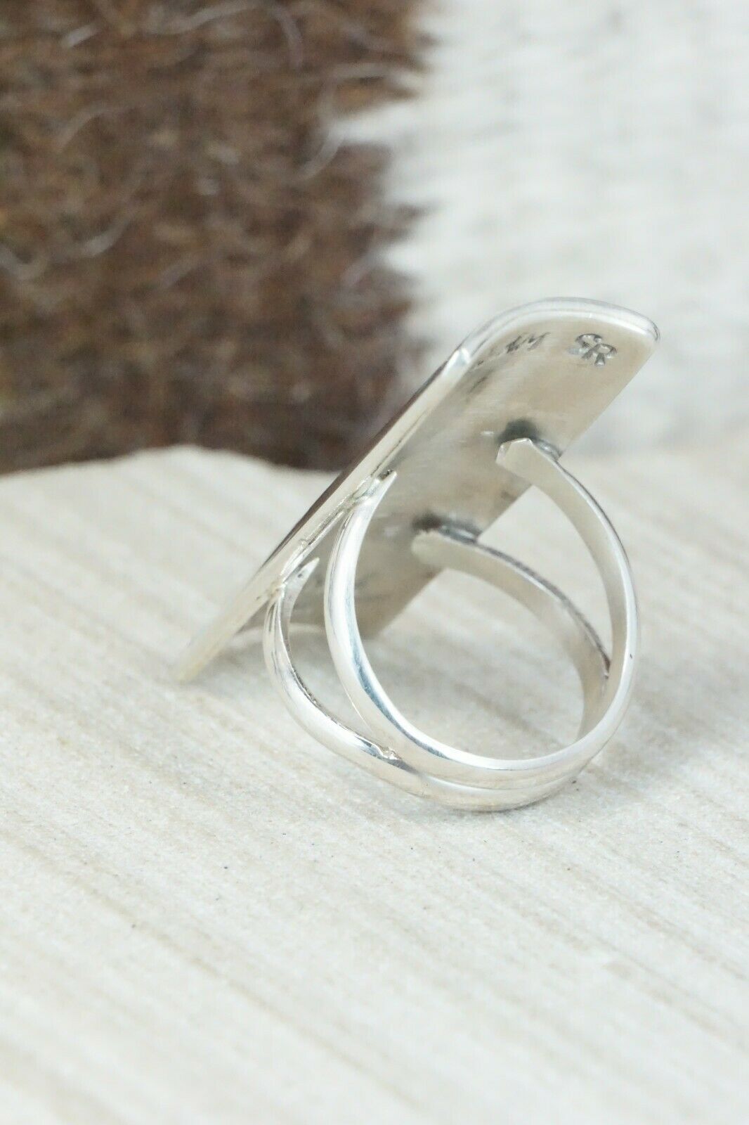 Multi Stone Inlay & Sterling Silver Ring - Quintin Quam Sr - Size 7.25