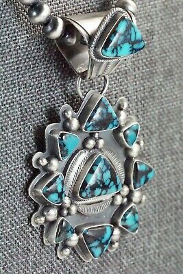 Turquoise Pendant & Sterling Silver Necklace - Tom Lewis