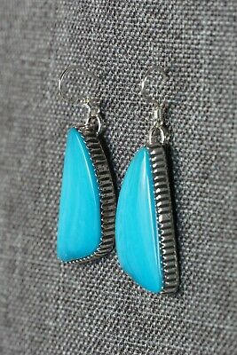 Navajo Turquoise & Sterling Silver Earrings - Alvin Joe - High Lonesome Trading