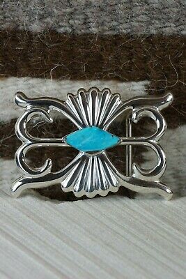 Navajo Turquoise & Sterling Silver Belt Buckle - Paul Largo - High Lonesome Trading