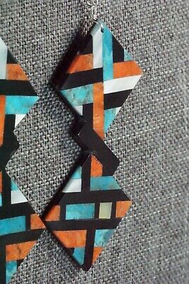 Multi Stone Inlay & Sterling Silver Earrings - Chaslyn Crespin
