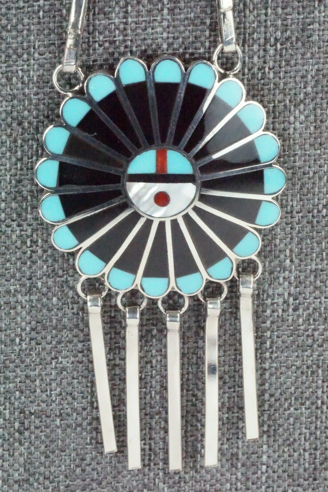 Turquoise, Mother of Pearl & Sterling Silver Inlay Jewelry Set - Adrian Wallace