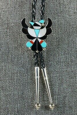 Zuni Turquoise & Sterling Silver Thunderbird Bolo Tie - Breon Wallace - High Lonesome Trading