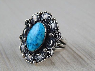 Navajo Sterling Silver & Turquoise Ring - Derrick Gordon - High Lonesome Trading