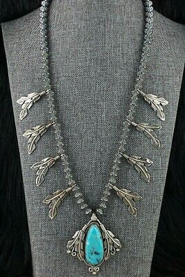 Navajo Turquoise & Sterling Silver Necklace - Tom Lewis - High Lonesome Trading
