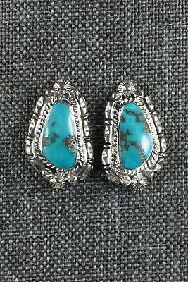 Navajo Turquoise and Sterling Silver Earrings - Annie Spencer - High Lonesome Trading