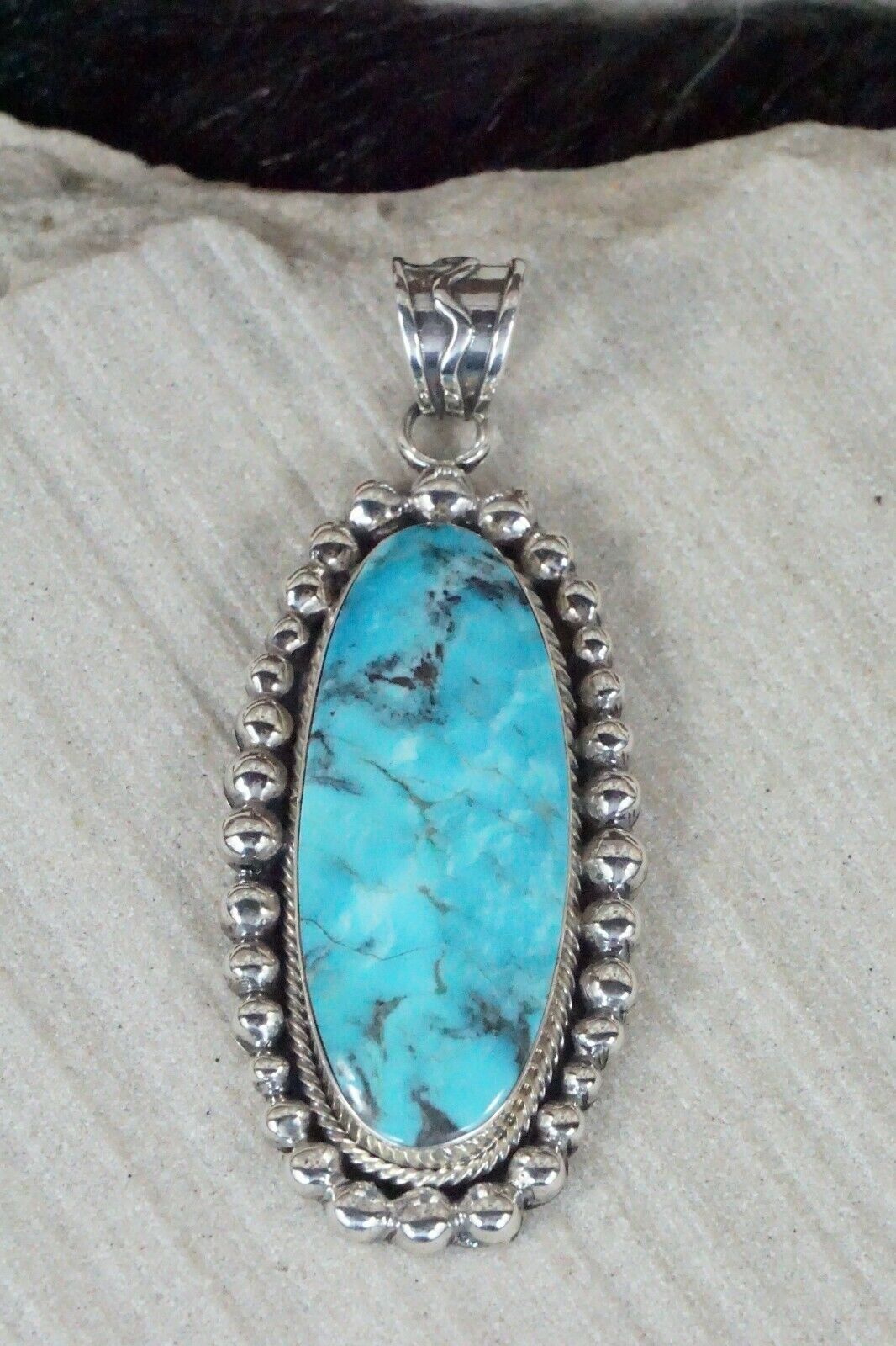 Turquoise & Sterling Silver Pendant - Sheena Jack - Navajo