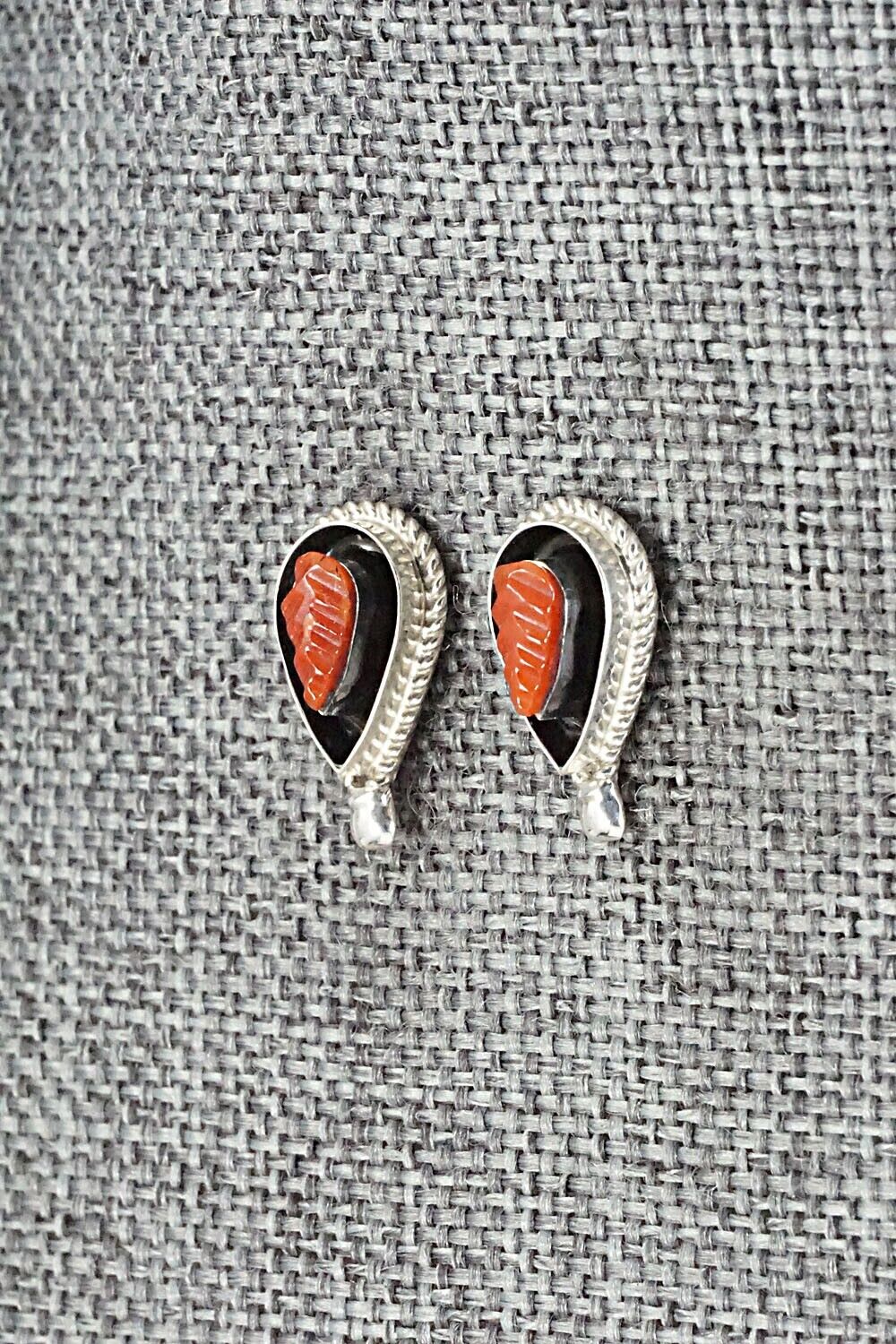 Coral & Sterling Silver Earrings - Shirley Walela