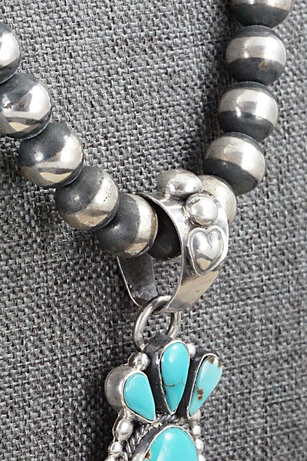 Turquoise and Sterling Silver Naja & Navajo Pearl Necklace - Annie Haskie