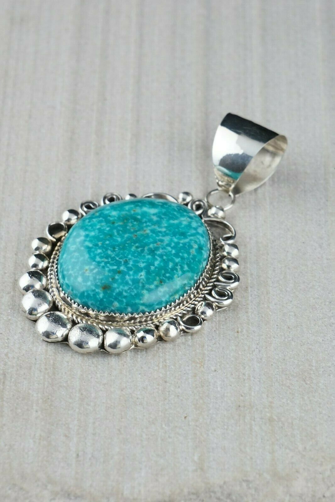 Turquoise and Sterling Silver Pendant - Leslie Nez - Navajo - High Lonesome Trading