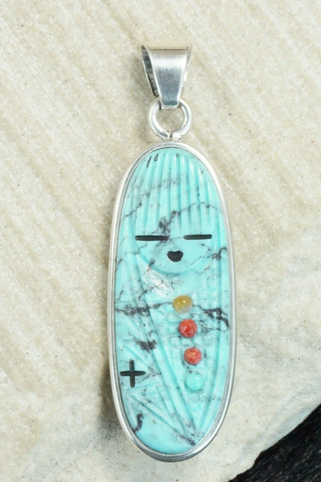 Turquoise & Sterling Silver Pendant - Stuart Quandelacy