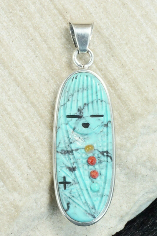Turquoise & Sterling Silver Pendant - Stuart Quandelacy
