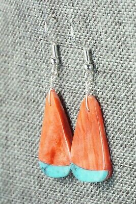 Spiny Oyster, Turquoise & Sterling Silver Earrings - Santo Domingo