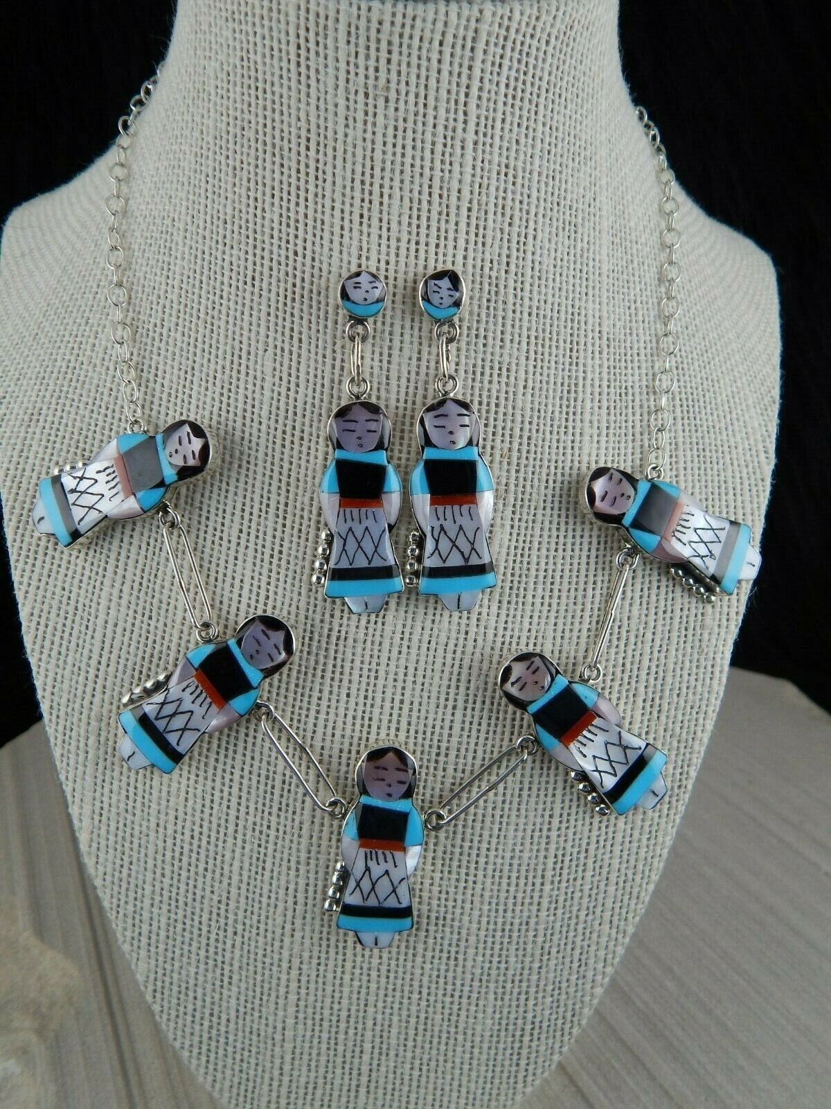 Zuni Turquoise Inlay Maiden Jewelry Set - Joyce Waseta - High Lonesome Trading