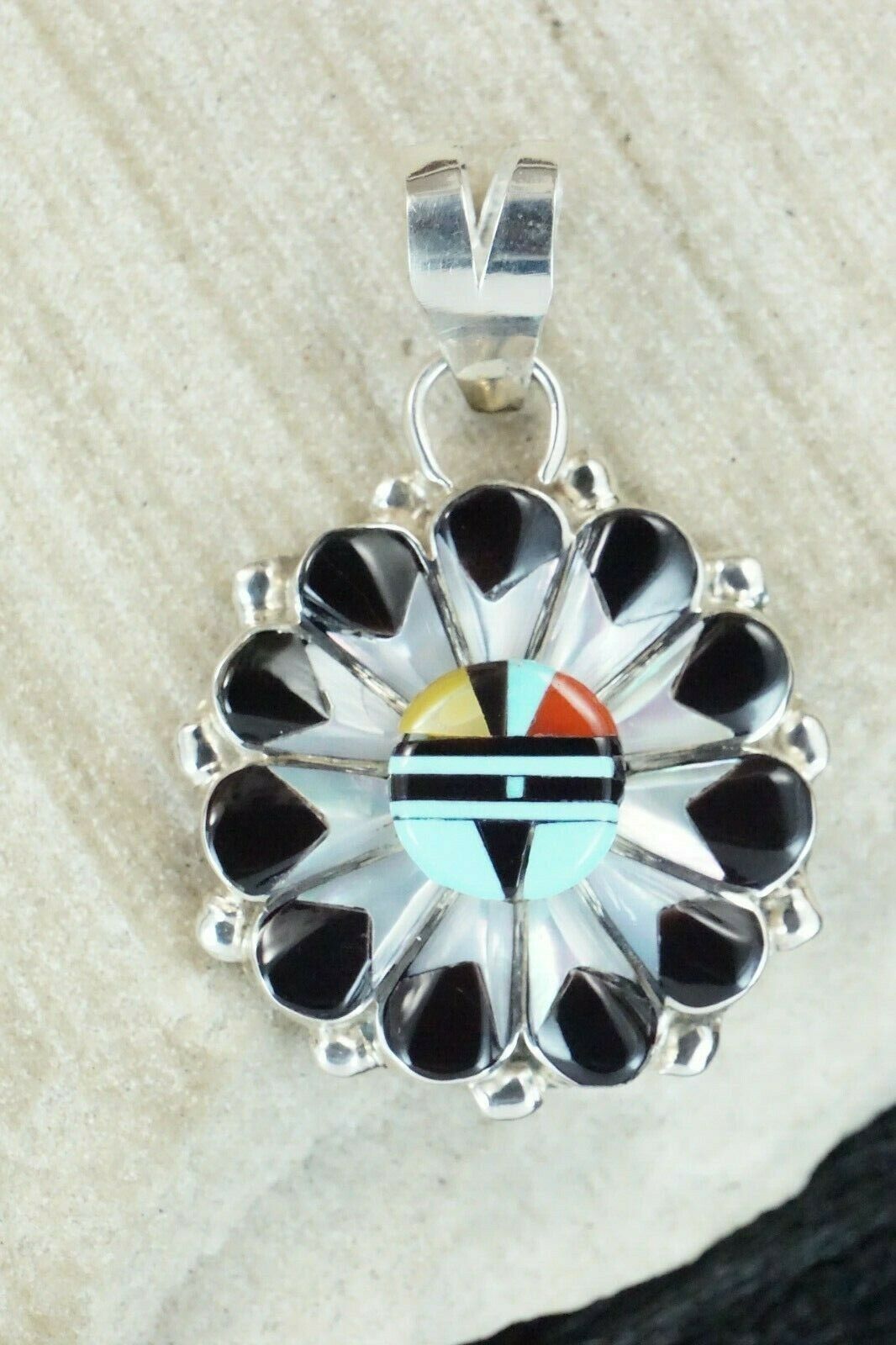 Multi Stone & Sterling Silver Pendant - Andrick Dewa