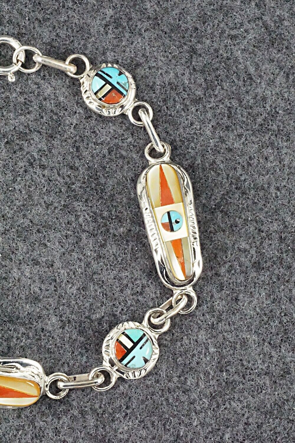 Multi Stone & Sterling Silver Link Bracelet - Patty Edaakie