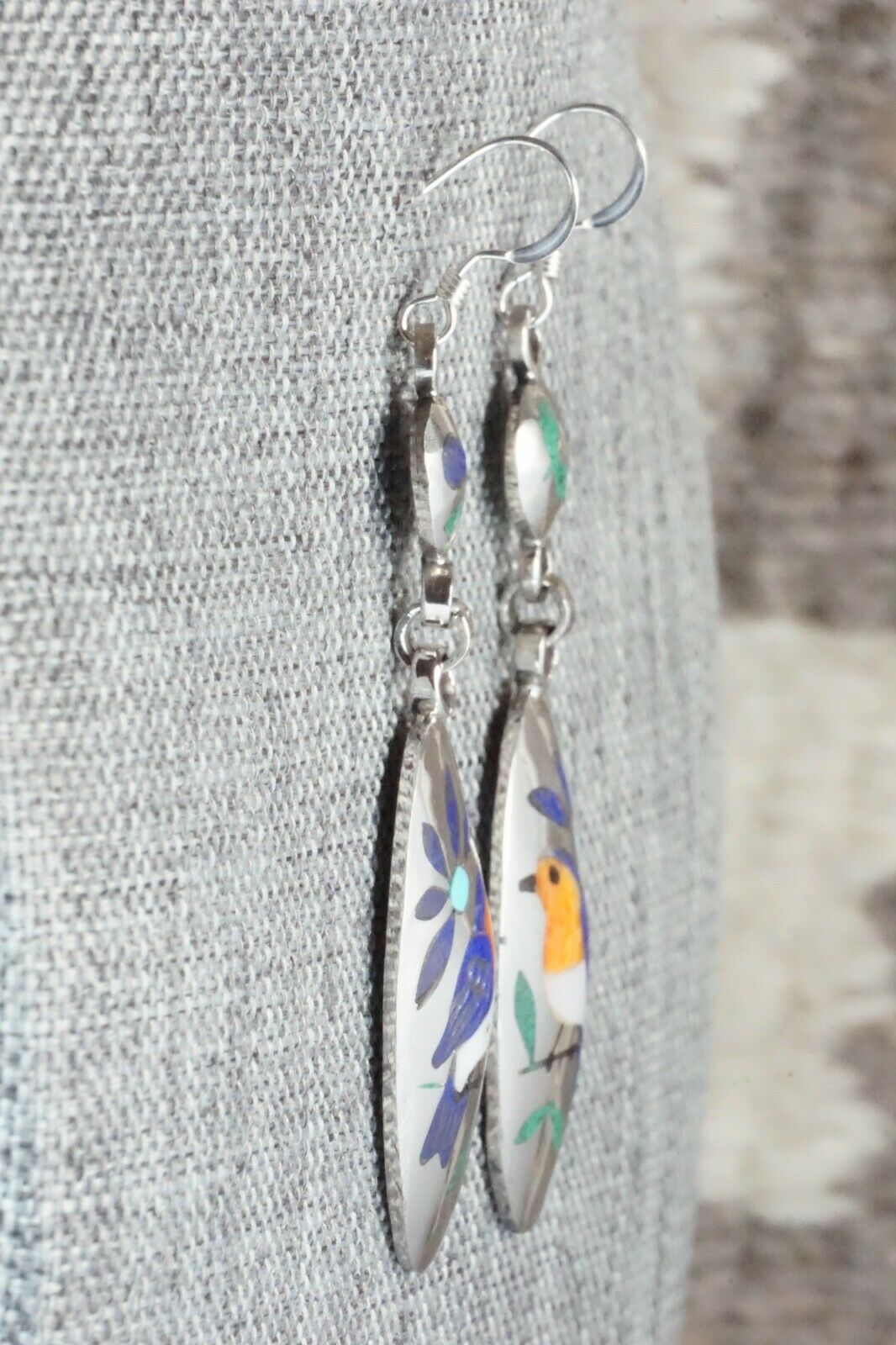Multi Stone & Sterling Silver Earrings - Quintin Quam Sr.