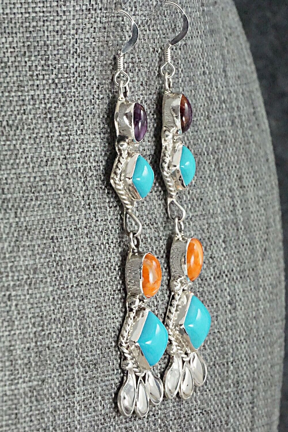 Turquoise, Spiny Oyster & Sterling Silver Earrings - Sharon McCarthy