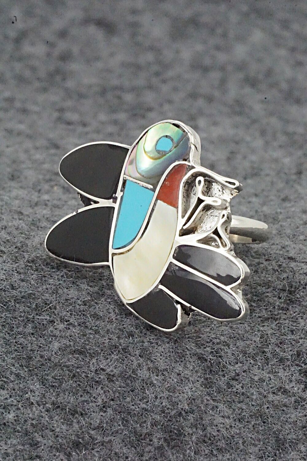 Multi Stone & Sterling Silver Ring - Lenora Gia - Size 6.5