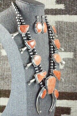 Spiny Oyster & Sterling Silver Squash Blossom Set - Raymond Delgarito