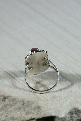 Navajo Turquoise and Coral Sterling Silver Ring - Freda Martinez - Size 6.5 - High Lonesome Trading