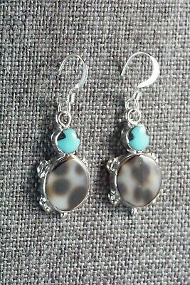 Turquoise, Shell & Sterling Silver Earrings - Kathryn Qualo