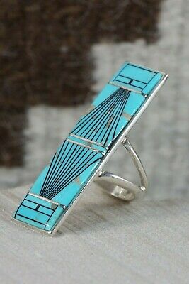 Navajo Turquoise & Sterling Silver Ring - Ervin Tsosie - Size 11.25 - High Lonesome Trading