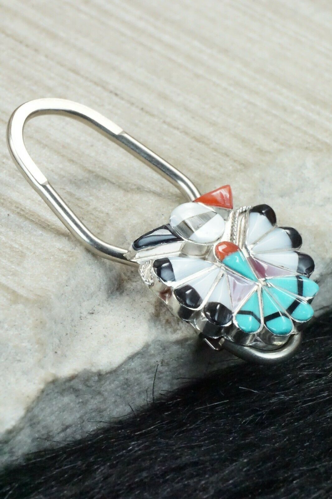 Multi Stone & Sterling Silver Keychain - Sherry Nastacio