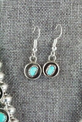 Turquoise & Sterling Silver Squash Blossom and Earrings - Phil Garcia