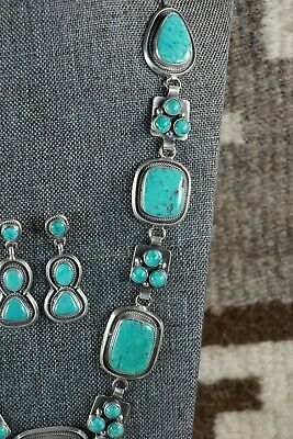 Navajo Turquoise & Sterling Silver Jewelry Set - Raymond Delgarito - High Lonesome Trading