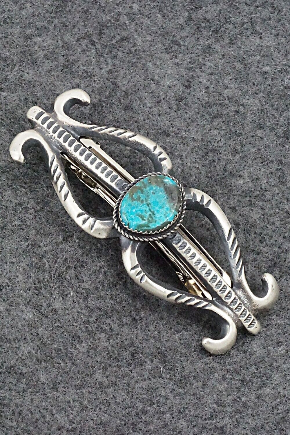 Turquoise & Sterling Silver Hair Barrette - Martha Cayatineto