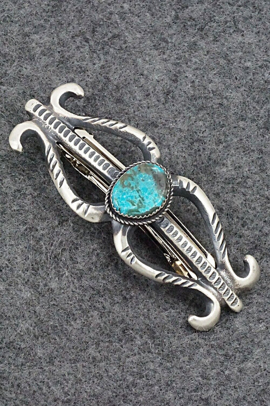 Turquoise & Sterling Silver Hair Barrette - Martha Cayatineto