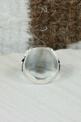 Turquoise & Sterling Silver Ring - Leslie & Gladys Lamy - Size 9.75