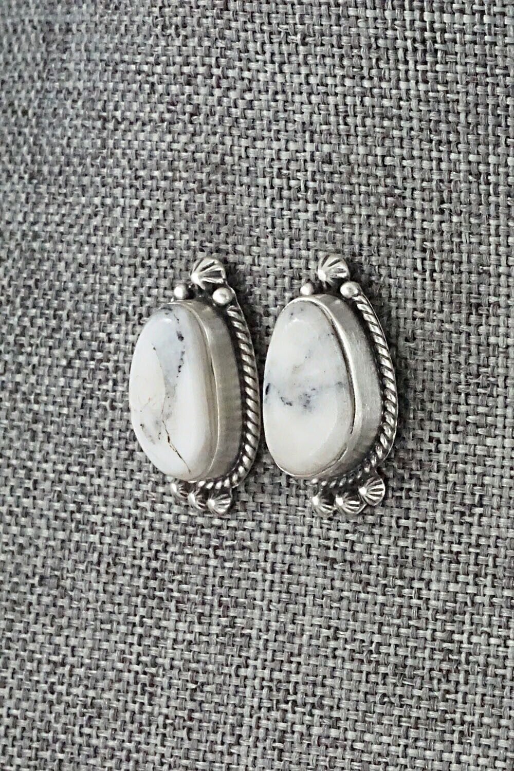 White Buffalo & Sterling Silver Earrings - Sheena Jack