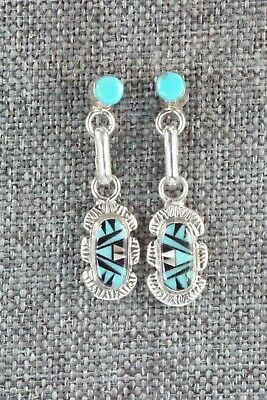 Multi Stone Inlay & Sterling Silver Earrings - Ernest Leekela