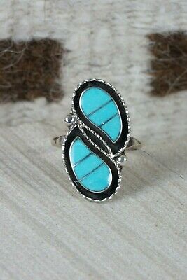 Zuni Turquoise and Sterling Silver Ring - Susie Lowsayatee - Size 10.5 - High Lonesome Trading