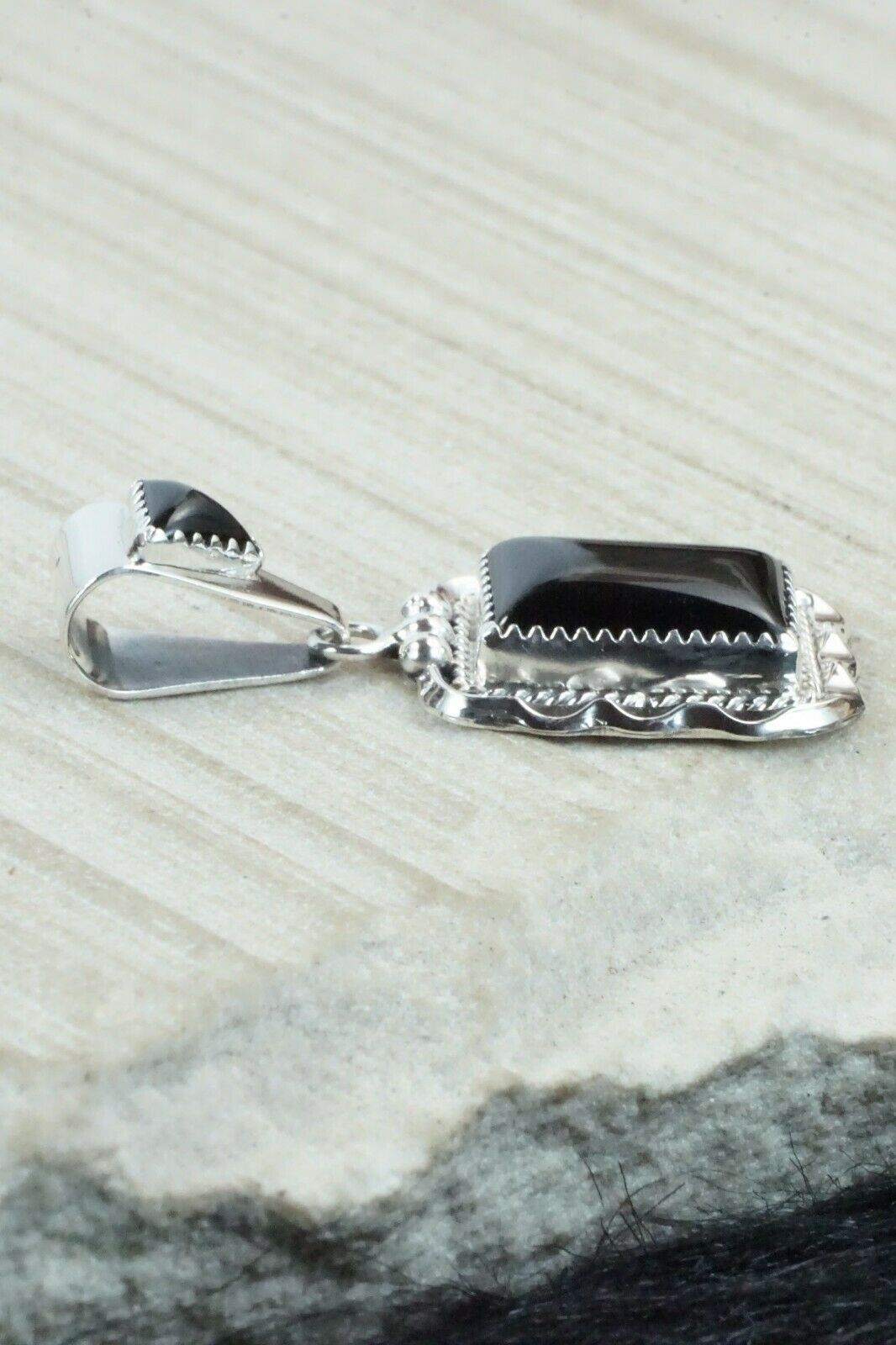 Onyx & Sterling Silver Pendant - Samuel Yellowhair